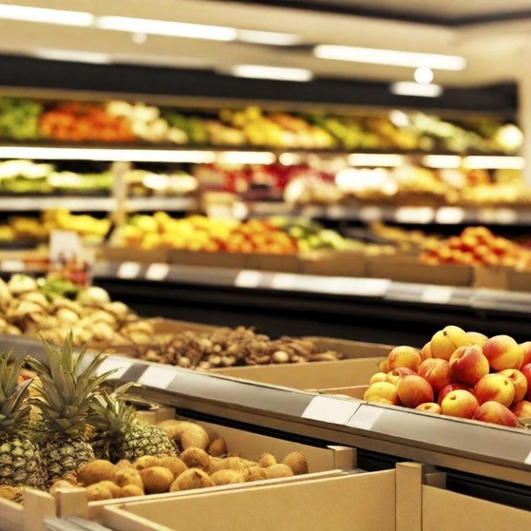 Einkaufshilfe bei Miracare Frisches Obst im Supermarktregal – Einkaufshilfe für Senioren